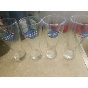 Blue Moon Pilsner Glasses. Set Of 4 New